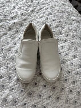 Women’s White Slip-On Leather Casual Shoes